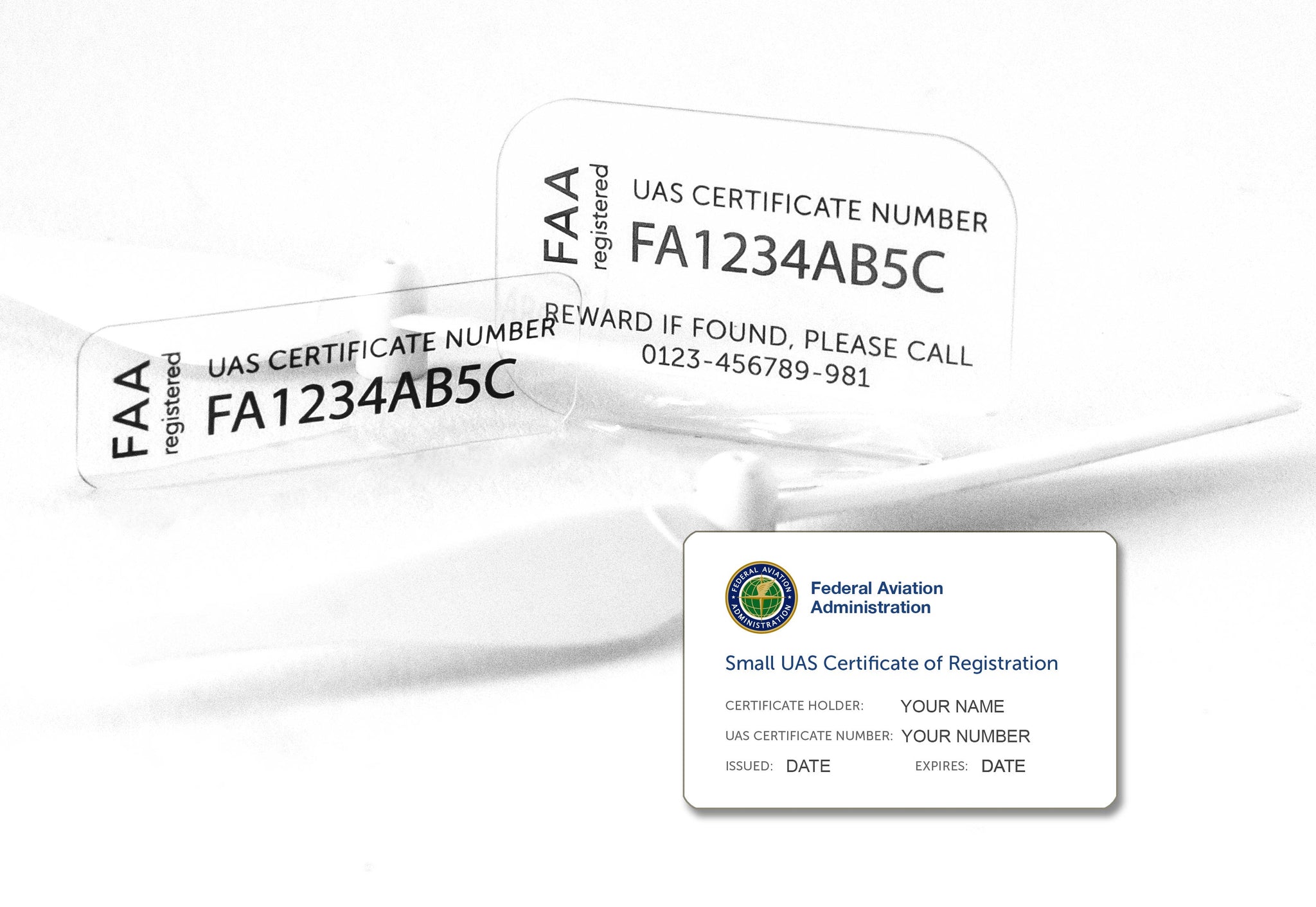Drone Label for FAA UAS Registration Number, Ultra-Thin Glass, Includi ...