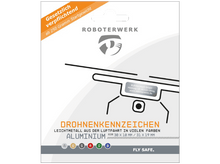 Laden Sie das Bild in den Galerie-Viewer, Roboterwerk Geschenk-Gutschein für eine Drohnen-Plakette laserbeschriftetes Kennzeichen aus Aluminium