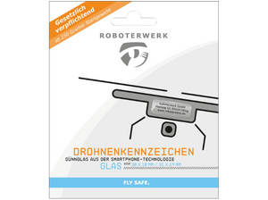 Roboterwerk Geschenk-Gutschein für eine Drohnen-Plakette laserbeschriftetes Kennzeichen aus Glas